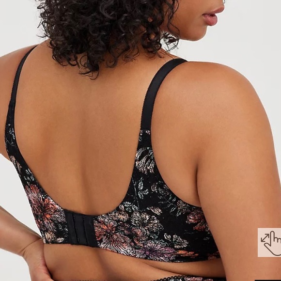 NWT Torrid Black Floral Lightly Lined Lace Wireless Bra 360 Back Smoothing 44DDD - Picture 6 of 11